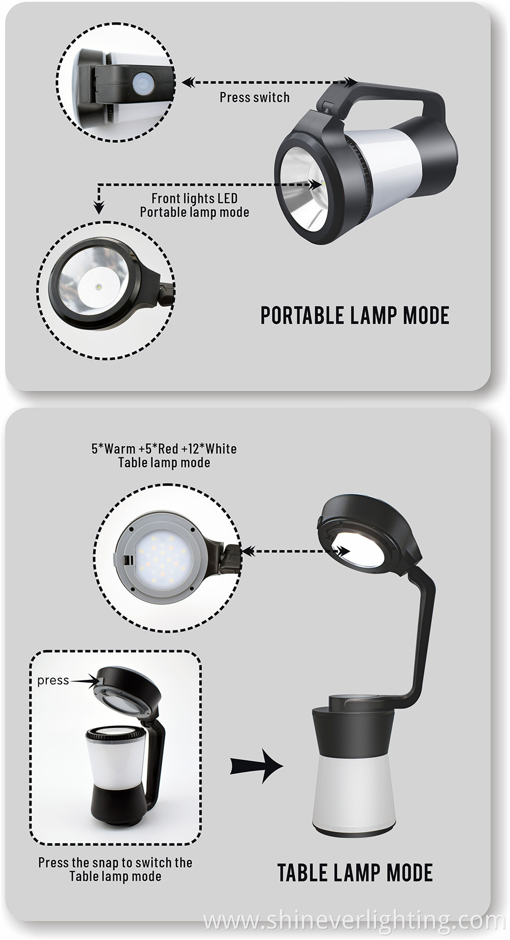 Lightweight LED camping torch 